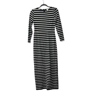 J by J. Crew Maxi Dress Women XS Black White Striped Long Sleeve Nautical Preppy
